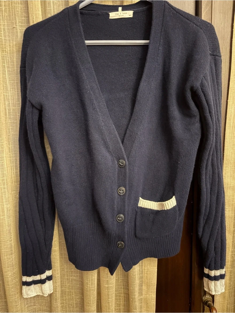 rag & bone Navy V-Neck Button Cardigan